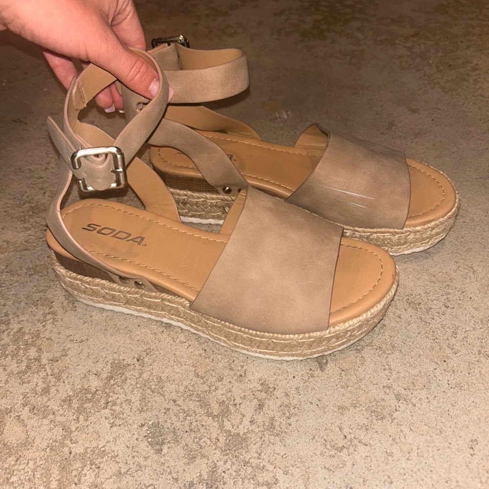 Soda Tan Espadrille Platform Shoes